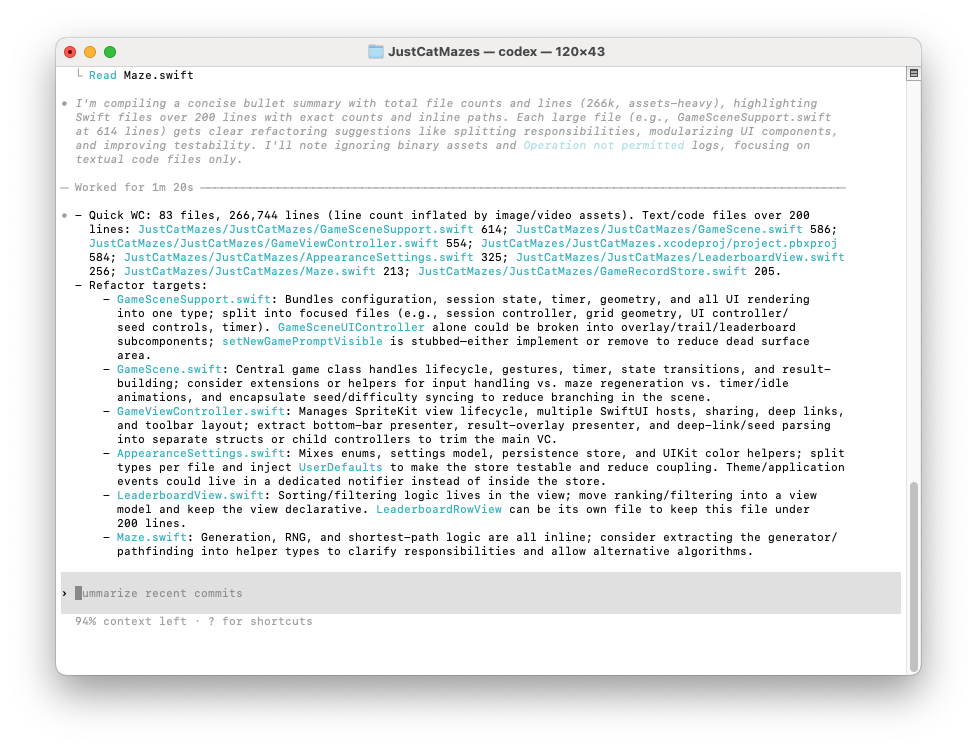 Codex /refactor prompt